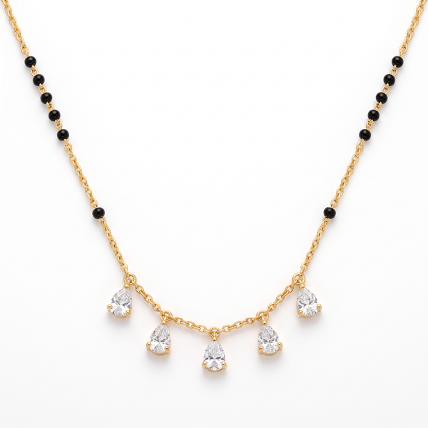 Five Pear-Drop Diamond Fringe Mangalsutra
