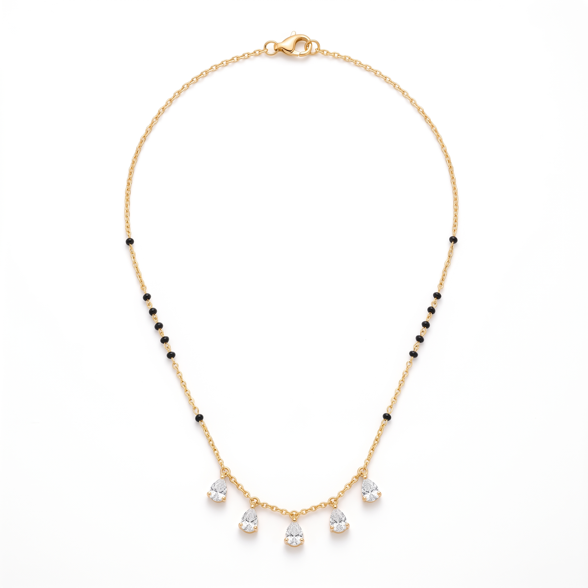 Five Pear-Drop Diamond Fringe Mangalsutra
