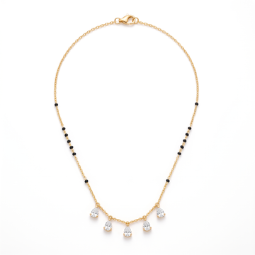 Five Pear-Drop Diamond Fringe Mangalsutra