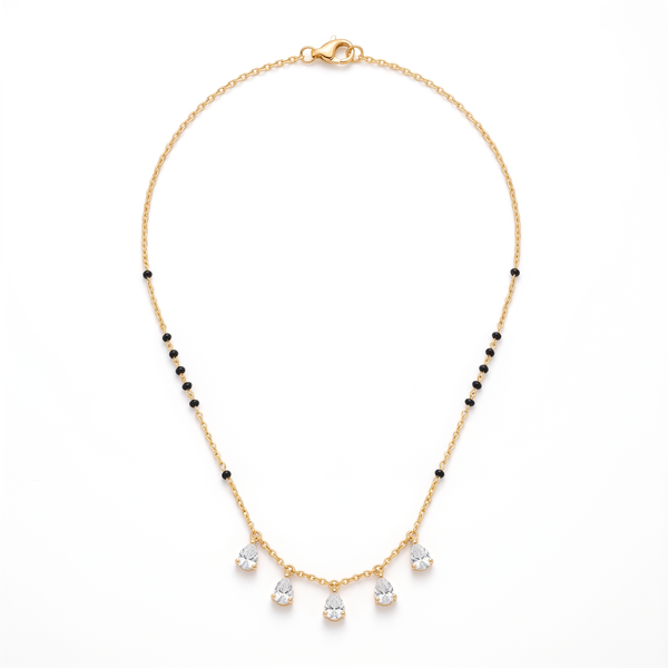 Five Pear-Drop Diamond Fringe Mangalsutra