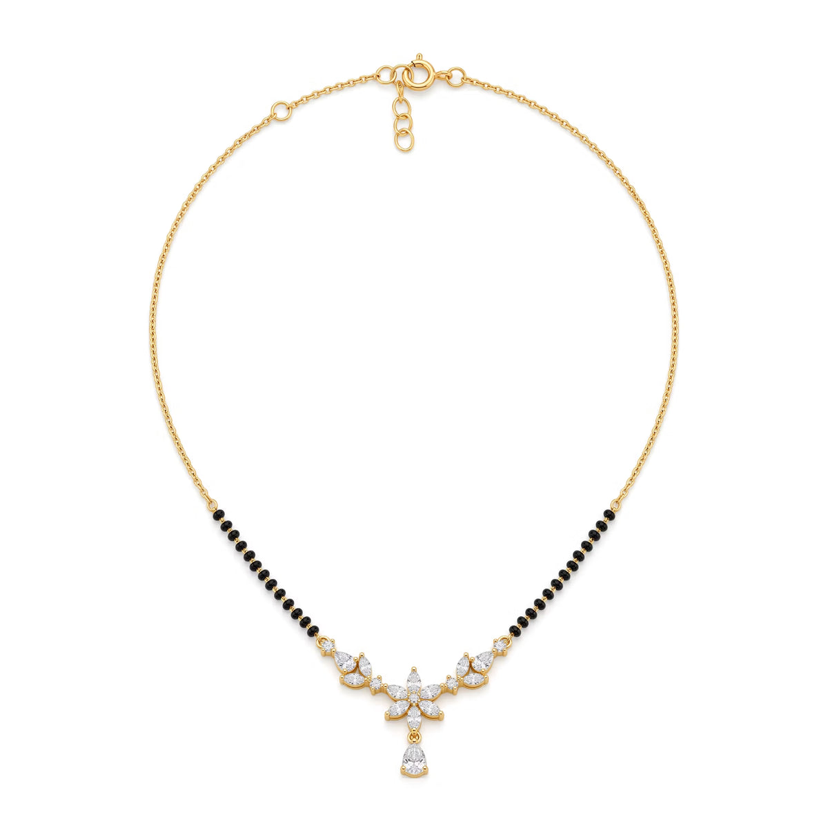 Floral Chevron Drop Marquise Diamond Mangalsutra