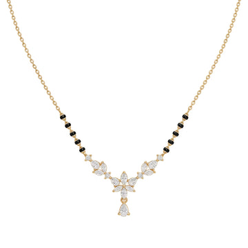 Floral Chevron Drop Marquise Diamond Mangalsutra