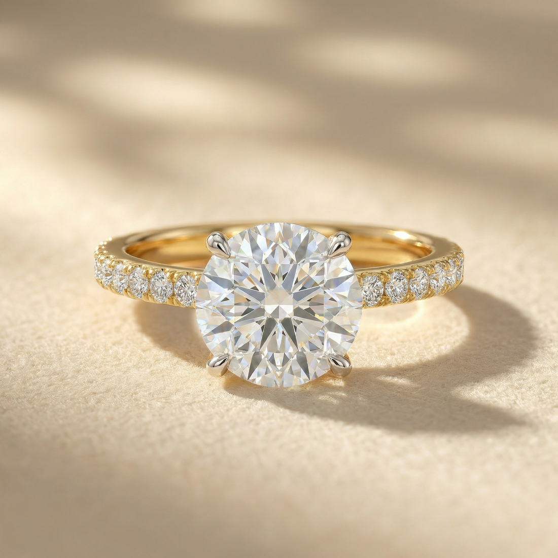 Petite Pav������ Round Solitaire Lab Grown Diamond Ring