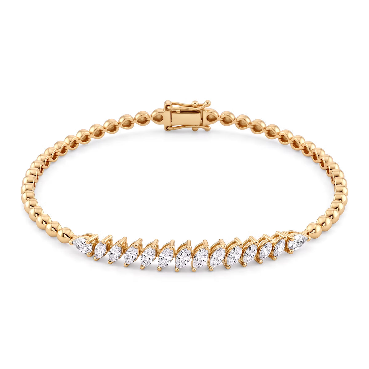 Graduated Foliage Leaf Marquise and Pear Diamond Bracelet