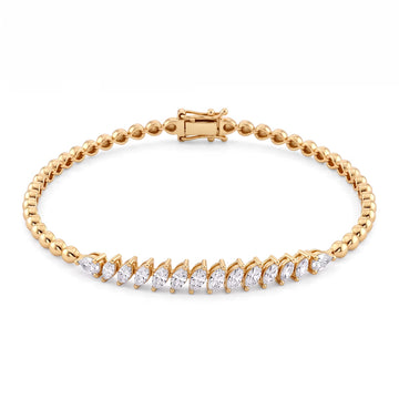 Graduated Foliage Leaf Marquise and Pear Diamond Bracelet