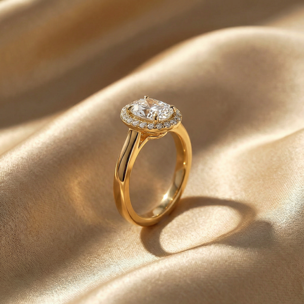 Oval Halo Solitaire Lab Grown Diamond Ring