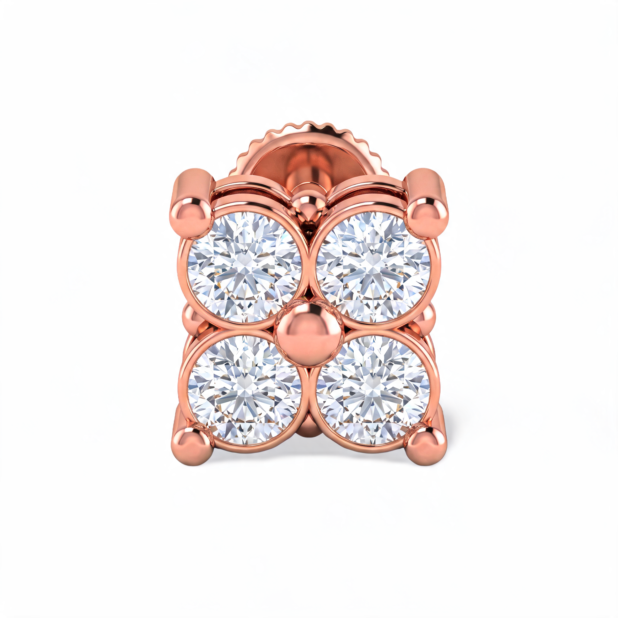 Quad Petal Lab Grown Diamond Nosepin