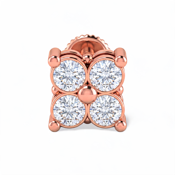 Quad Petal Lab Grown Diamond Nosepin