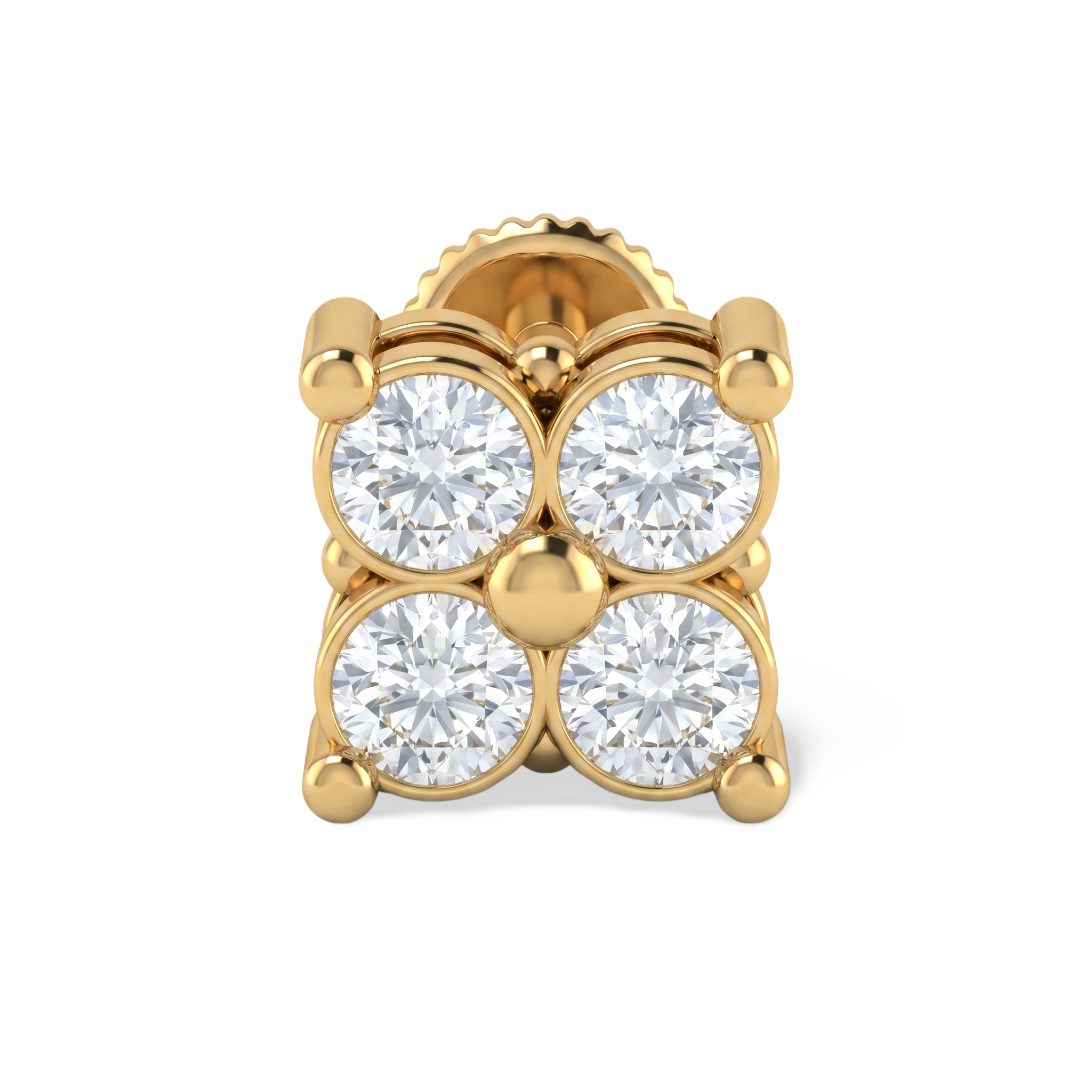 Quad Petal Lab Grown Diamond Nosepin