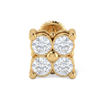 Quad Petal Lab Grown Diamond Nosepin