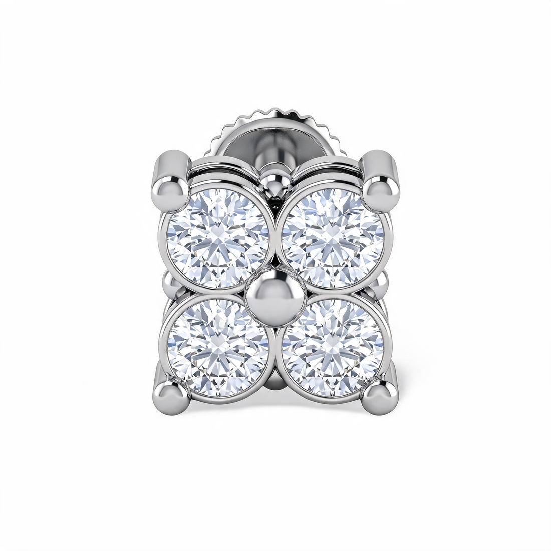 Quad Petal Lab Grown Diamond Nosepin