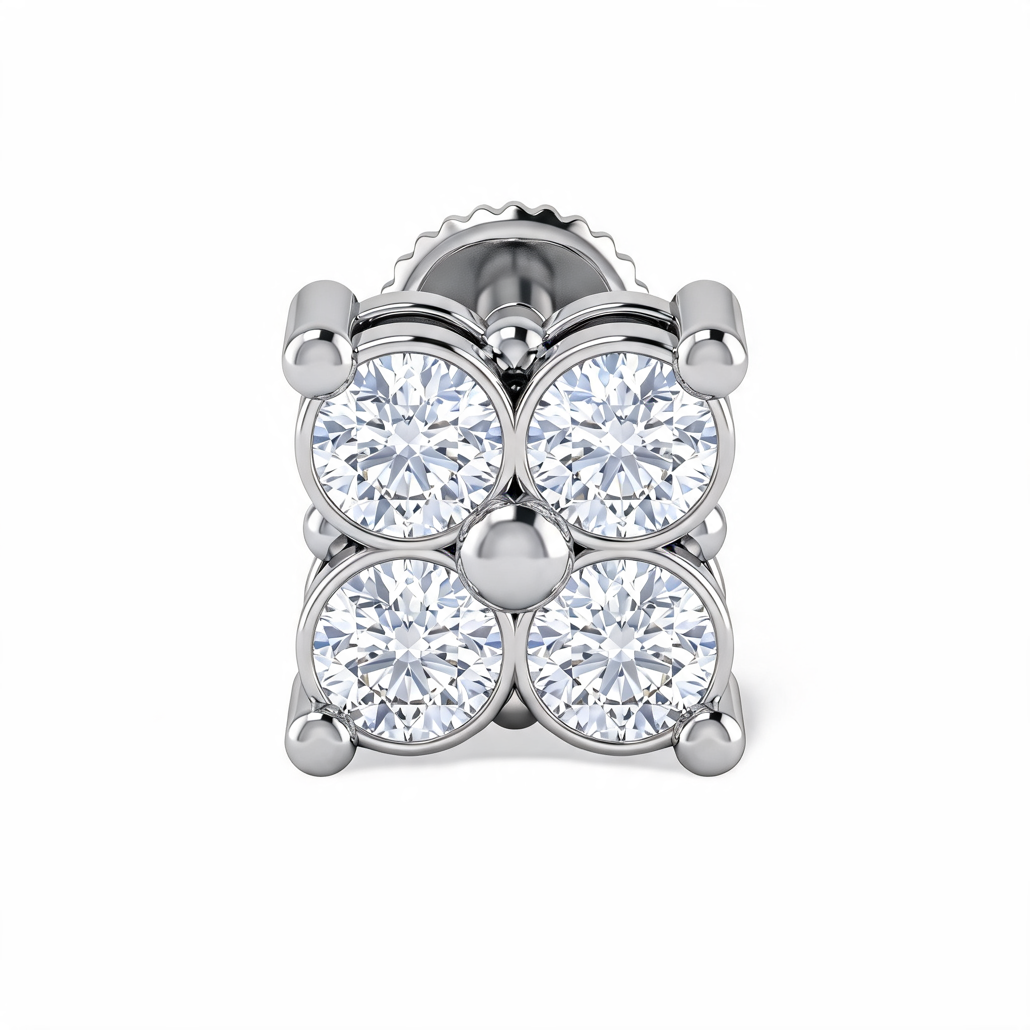 Quad Petal Lab Grown Diamond Nosepin