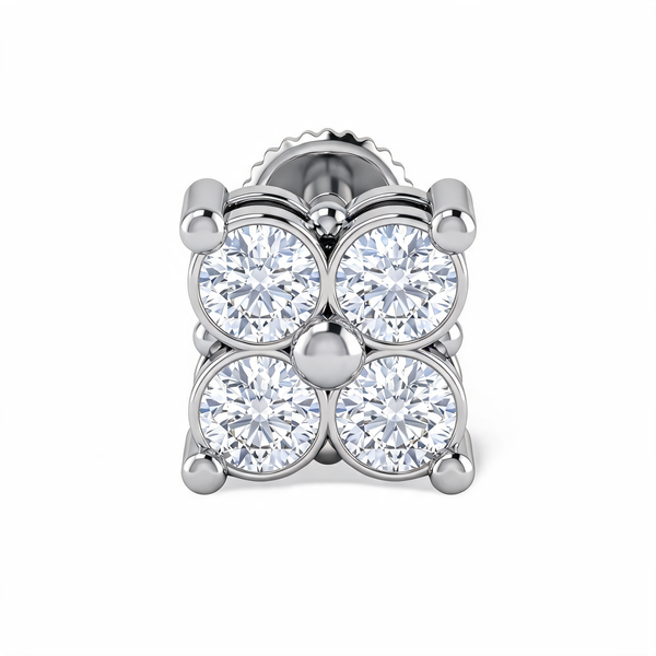 Quad Petal Lab Grown Diamond Nosepin