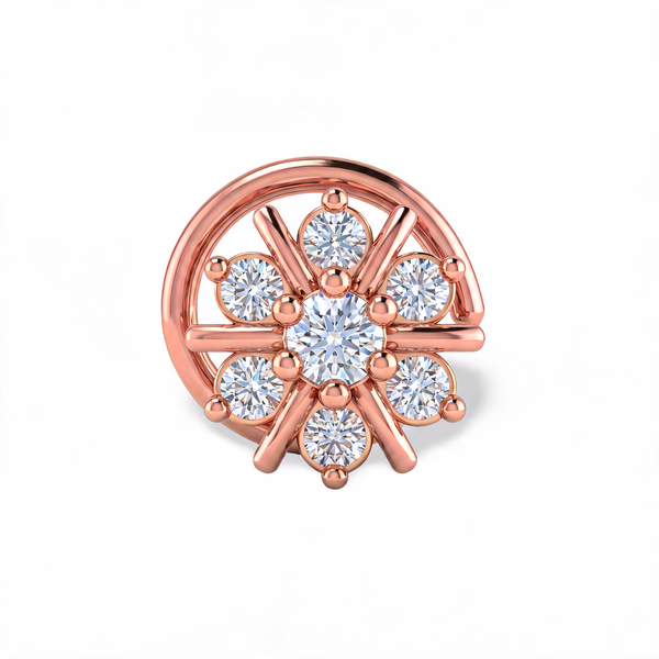 Sunburst Wheel Lab Grown Diamond Nosepin