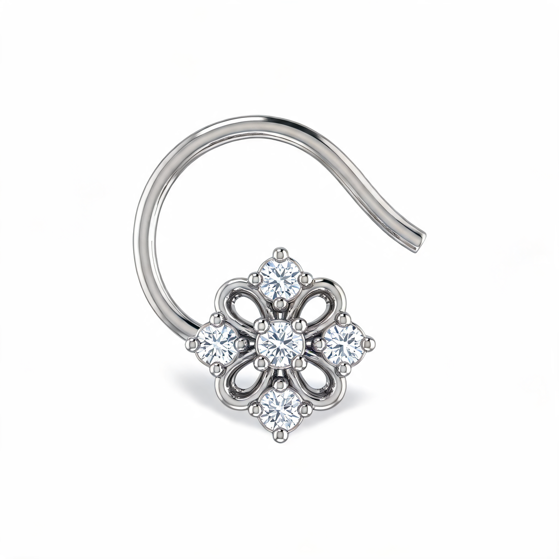 Open Petal Floral Lab Grown Diamond Nosepin
