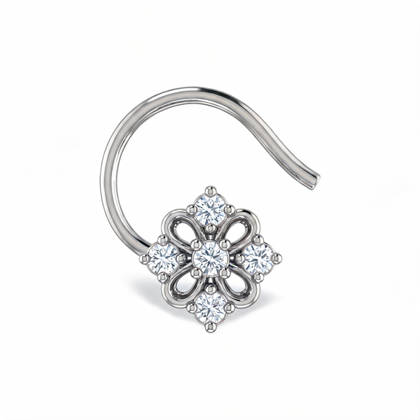 Open Petal Floral Lab Grown Diamond Nosepin