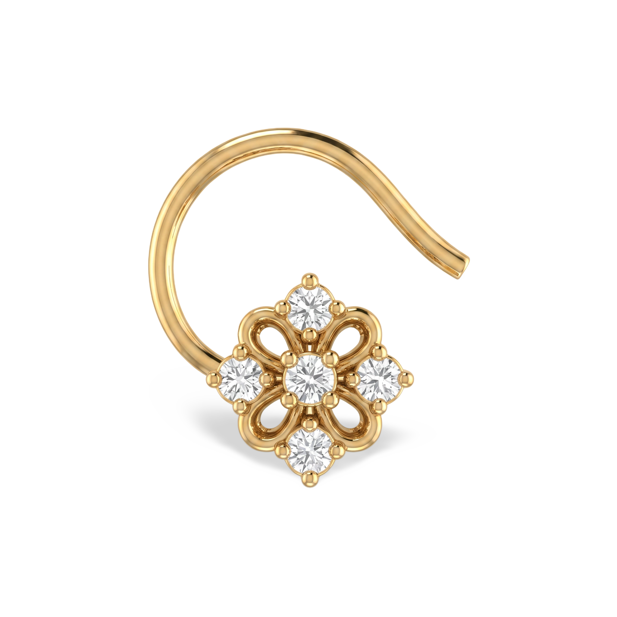 Open Petal Floral Lab Grown Diamond Nosepin