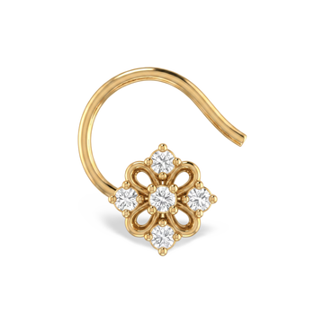 Open Petal Floral Lab Grown Diamond Nosepin