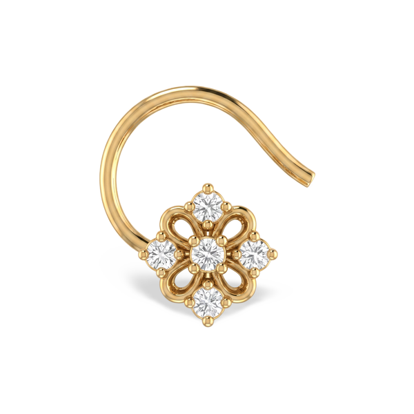 Open Petal Floral Lab Grown Diamond Nosepin