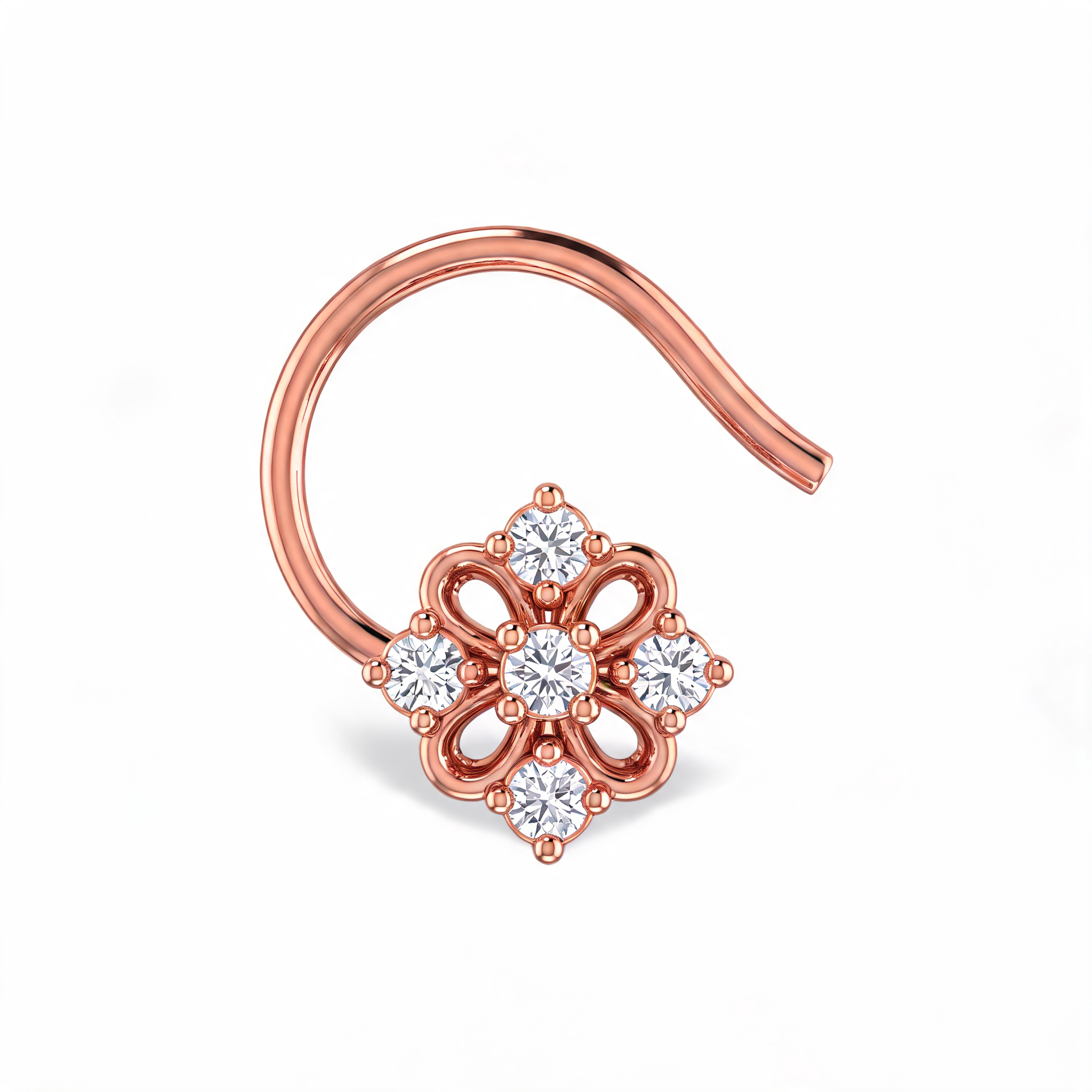 Open Petal Floral Lab Grown Diamond Nosepin