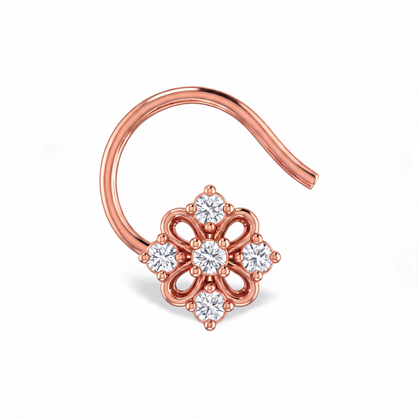 Open Petal Floral Lab Grown Diamond Nosepin