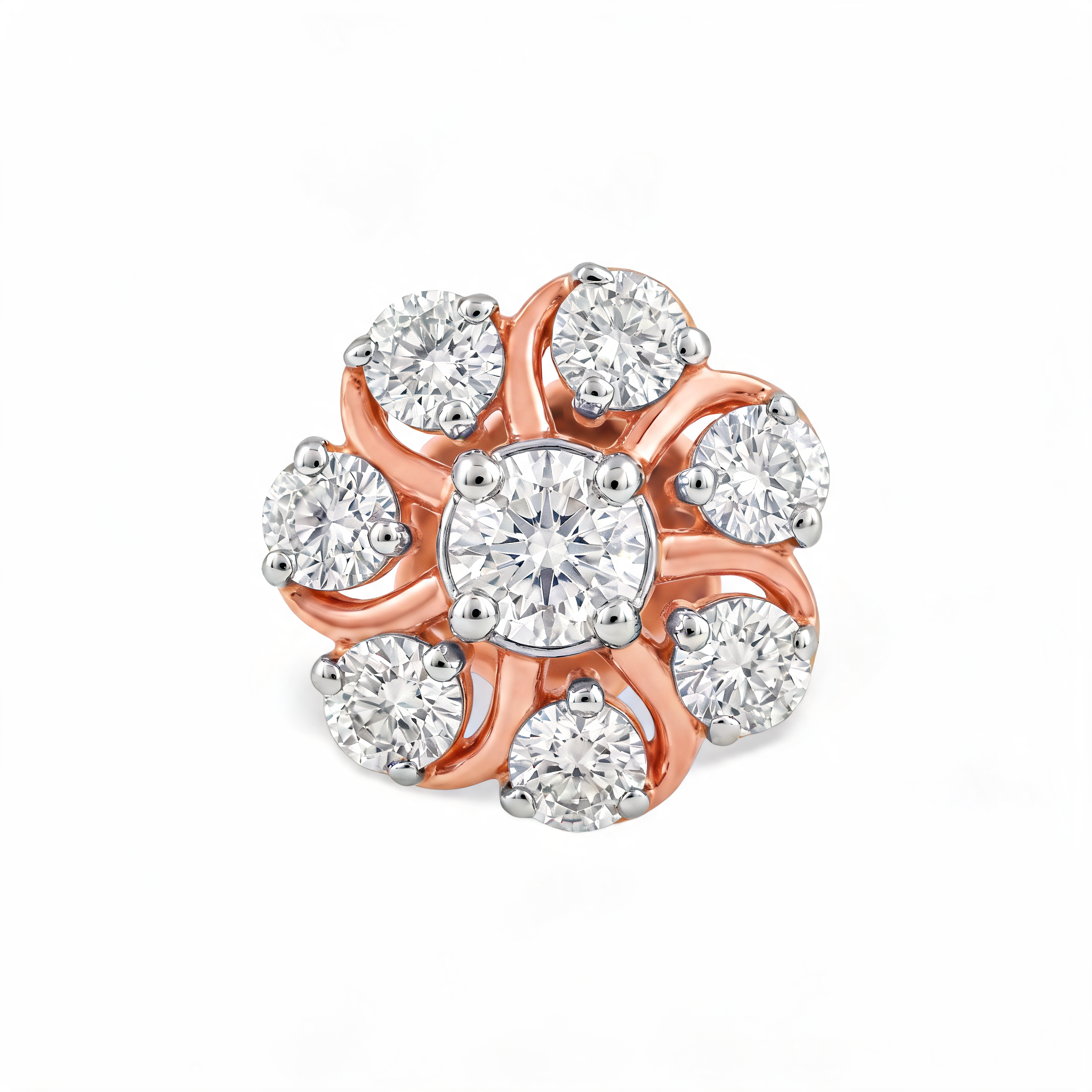 Round Rosette Lab Grown Diamond Nosepin