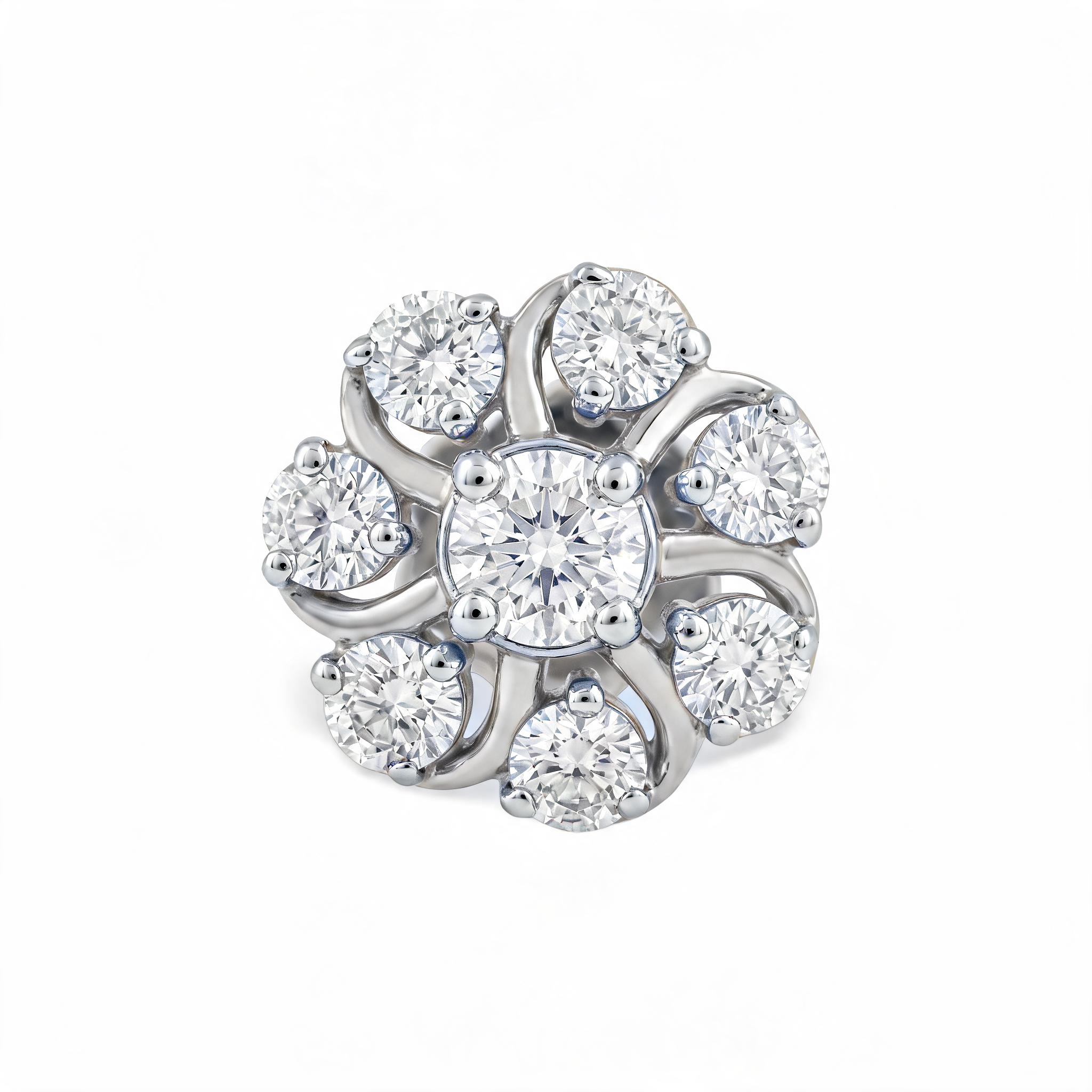 Round Rosette Lab Grown Diamond Nosepin