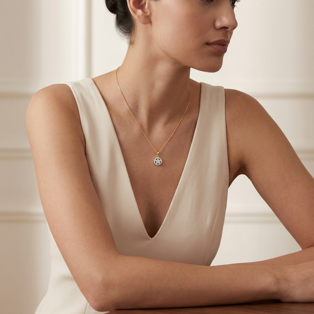 Shining Crescent Moon Lab Grown Diamond Pendant