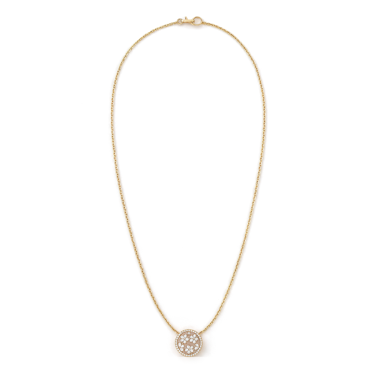 Floral Medallion Cluster Pear and Round Diamond Pendant