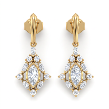 Marquise Shape Frame Diamond Earring
