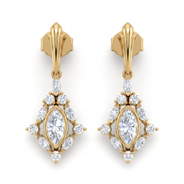 Marquise Shape Frame Diamond Earring