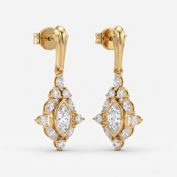 Marquise Shape Frame Diamond Earring