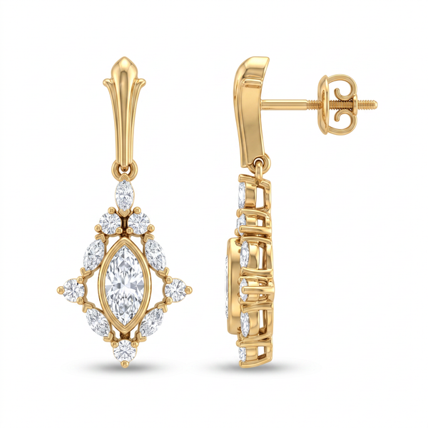 Marquise Shape Frame Diamond Earring