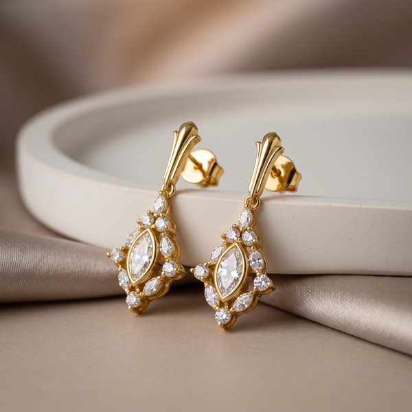 Marquise Shape Frame Diamond Earring