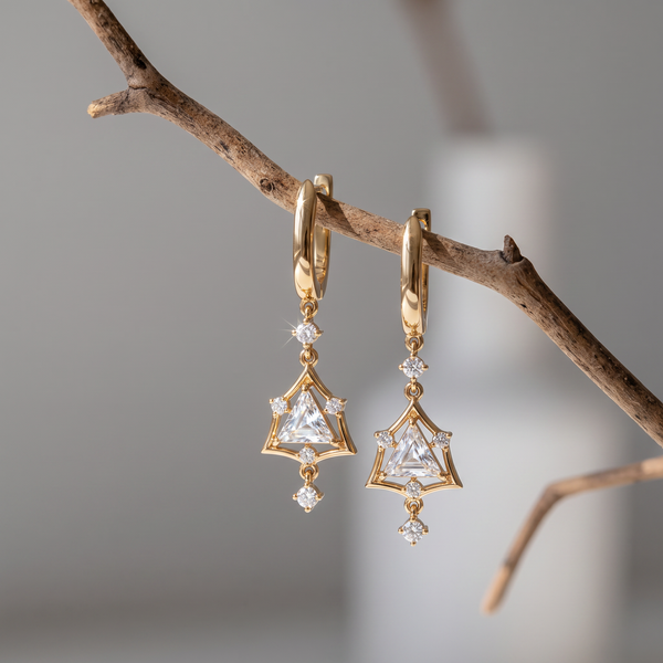 Trillion Cut Geometric Diamond Earring