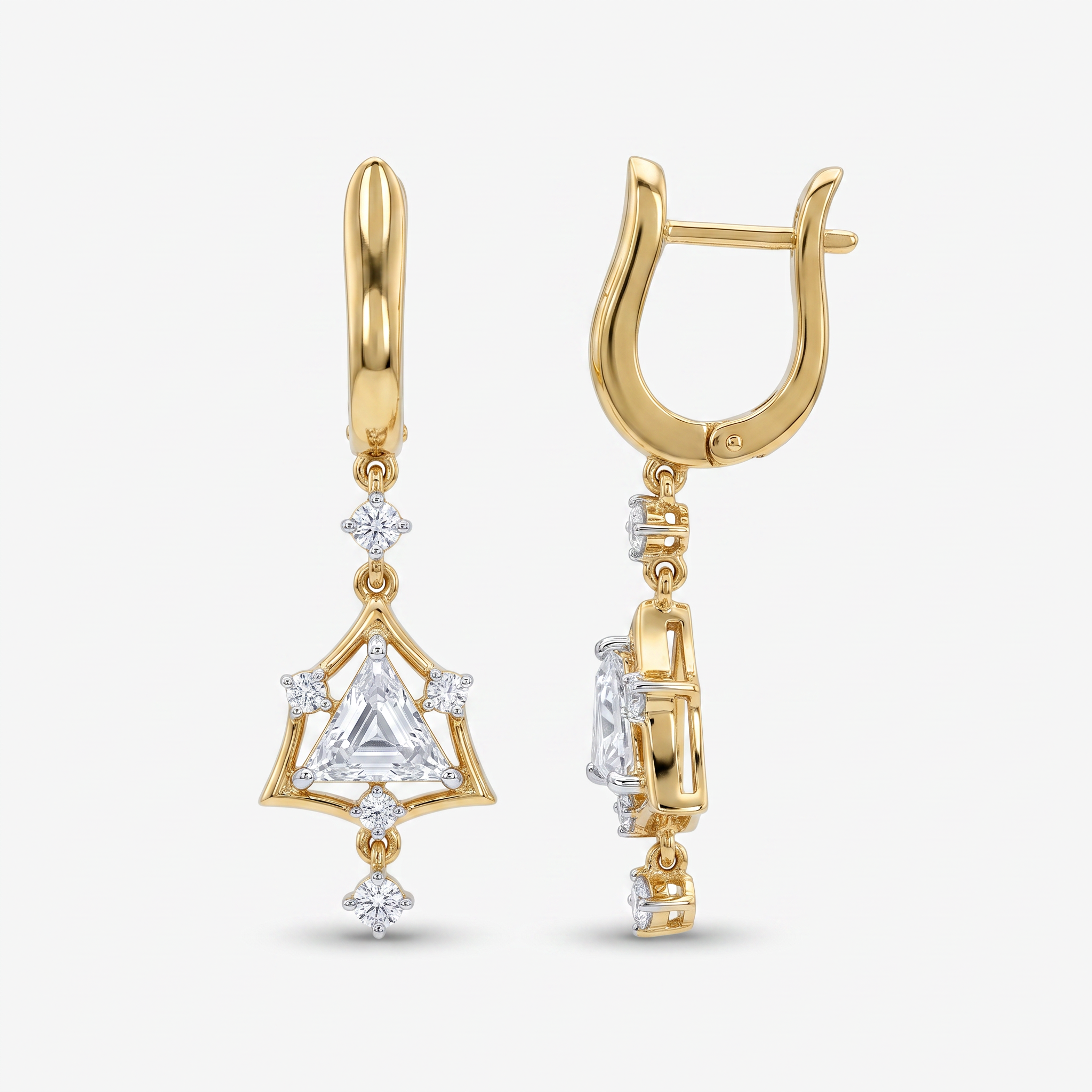 Trillion Cut Geometric Diamond Earring