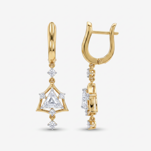 Trillion Cut Geometric Diamond Earring