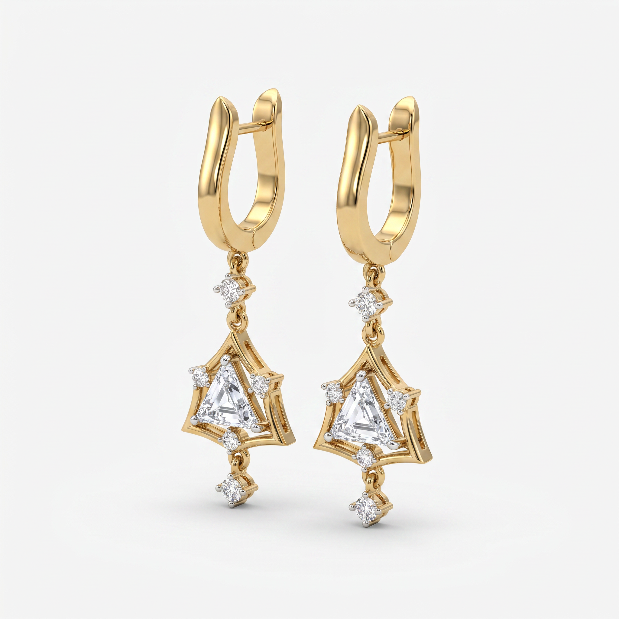 Trillion Cut Geometric Diamond Earring