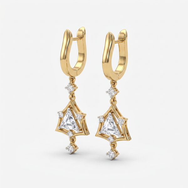 Trillion Cut Geometric Diamond Earring