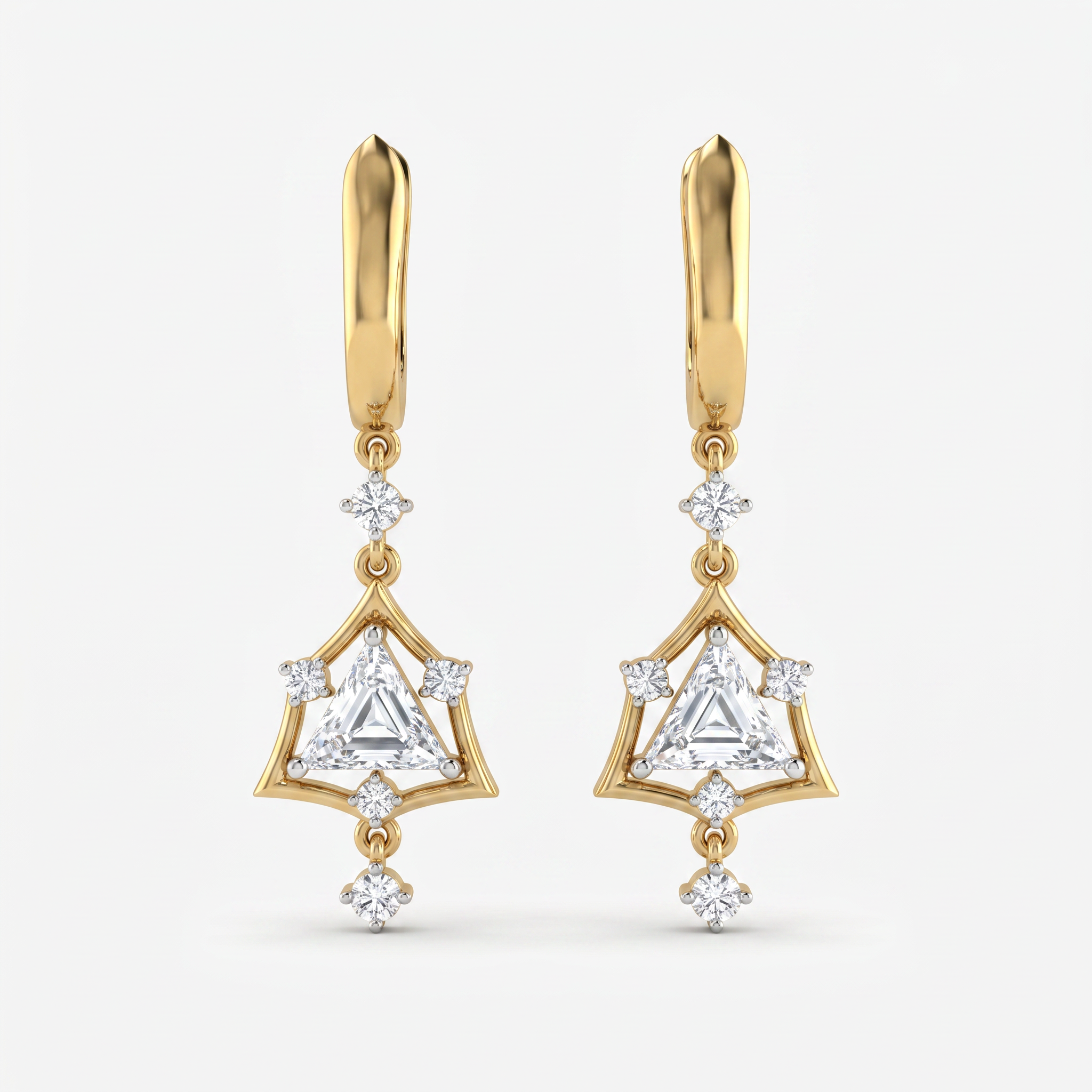 Trillion Cut Geometric Diamond Earring