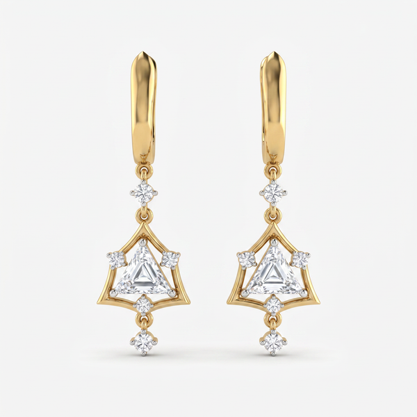 Trillion Cut Geometric Diamond Earring