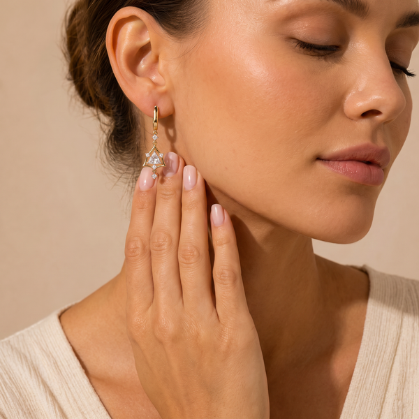 Trillion Cut Geometric Diamond Earring