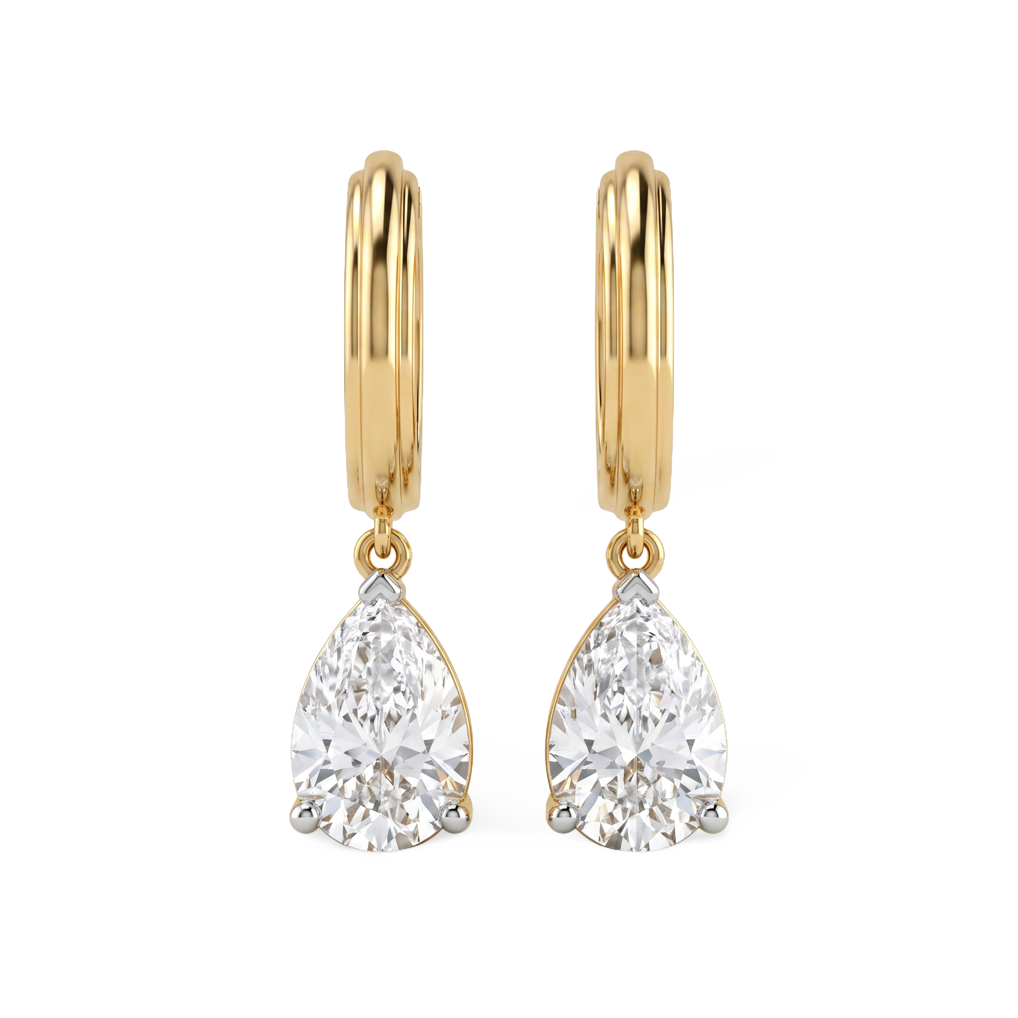 Elegant Pear Dangle Hoop Lab Grown Earring