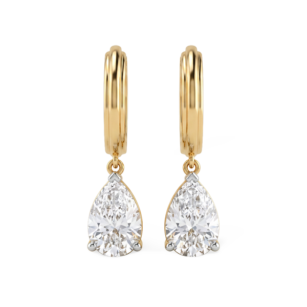 Elegant Pear Dangle Hoop Lab Grown Earring