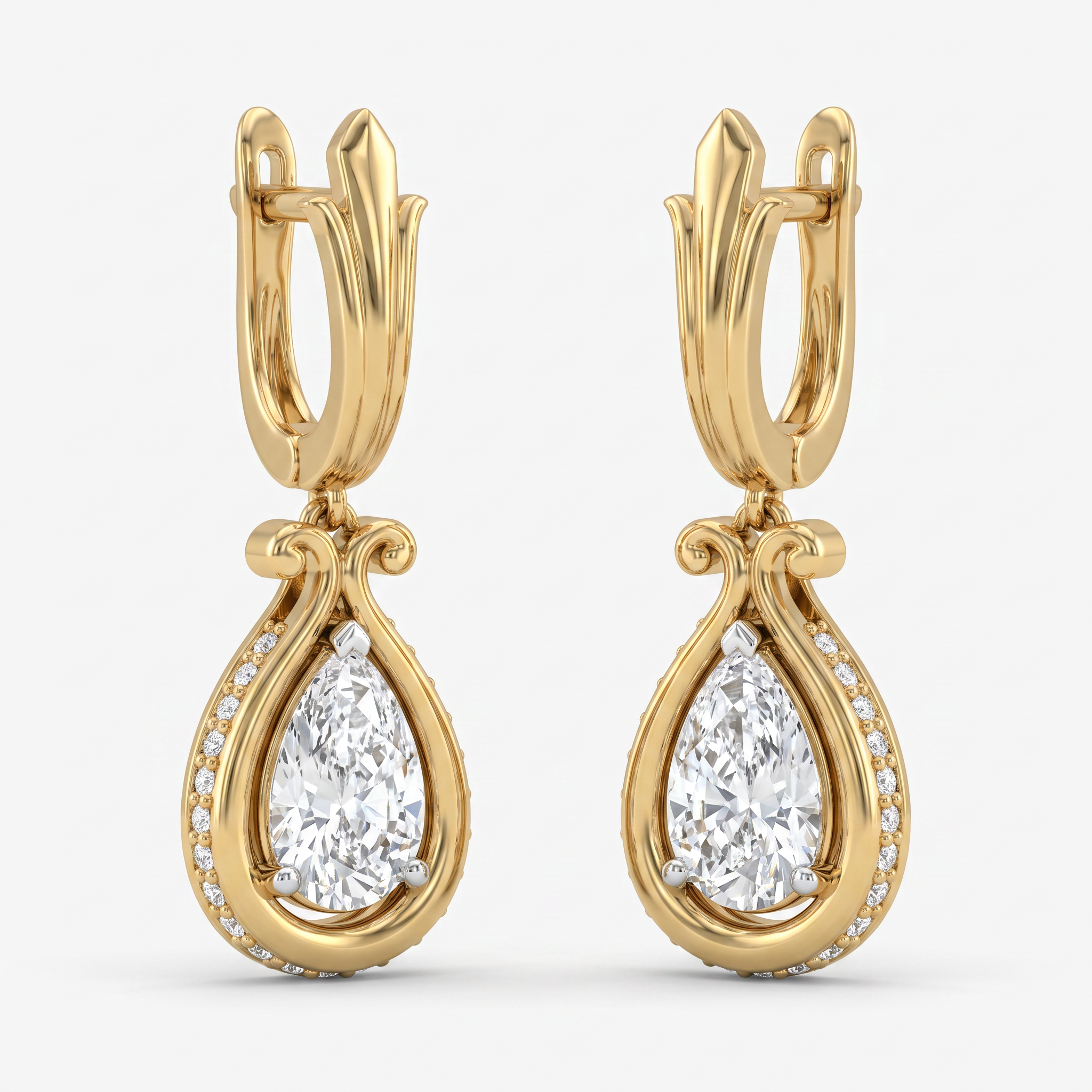 The Versailles Pavé Pear Hoops Earring