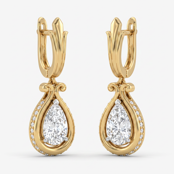 The Versailles Pavé Pear Hoops Earring