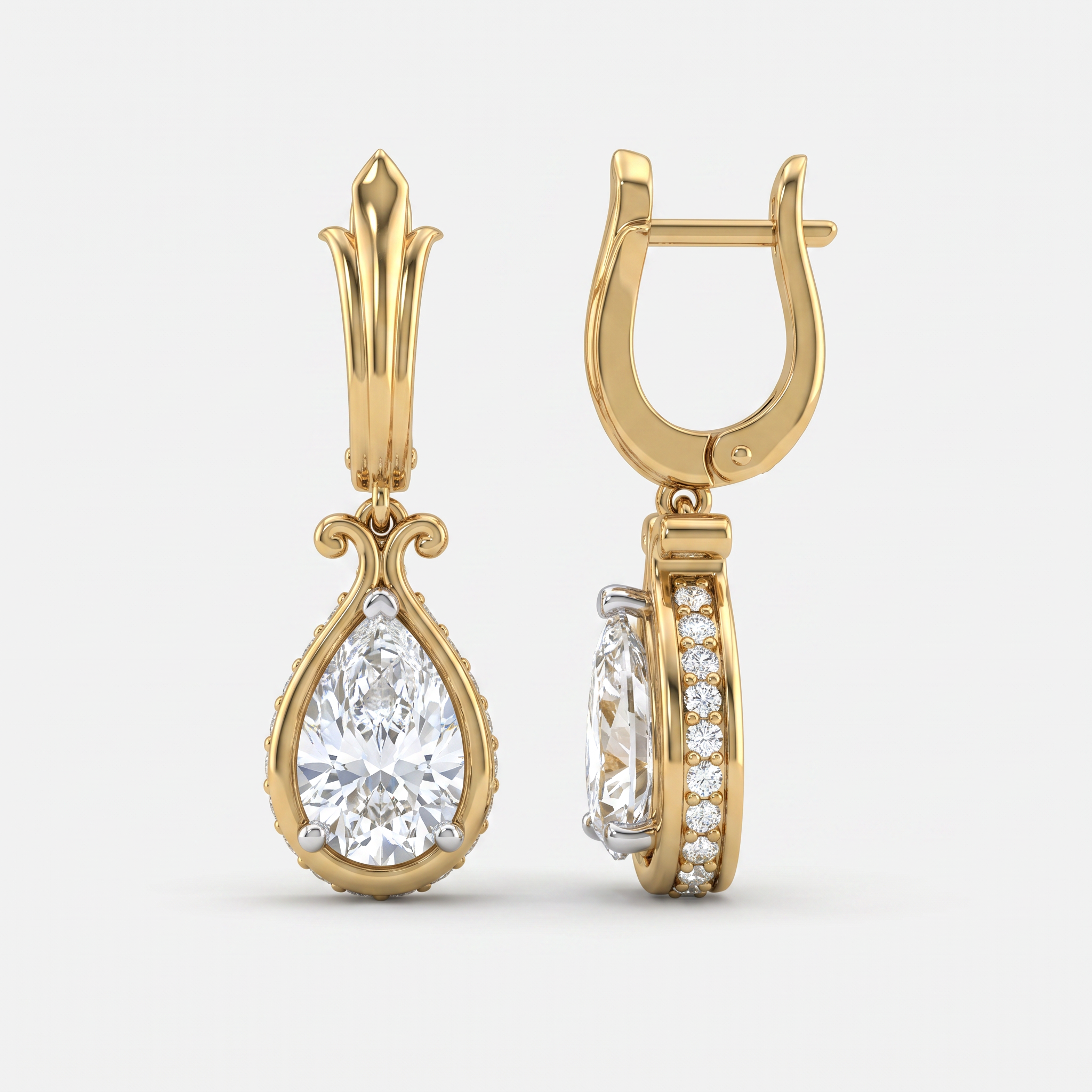 The Versailles Pavé Pear Hoops Earring