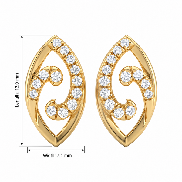 Elegance Swirl Navette Lab Grown Diamond Stud Earrings