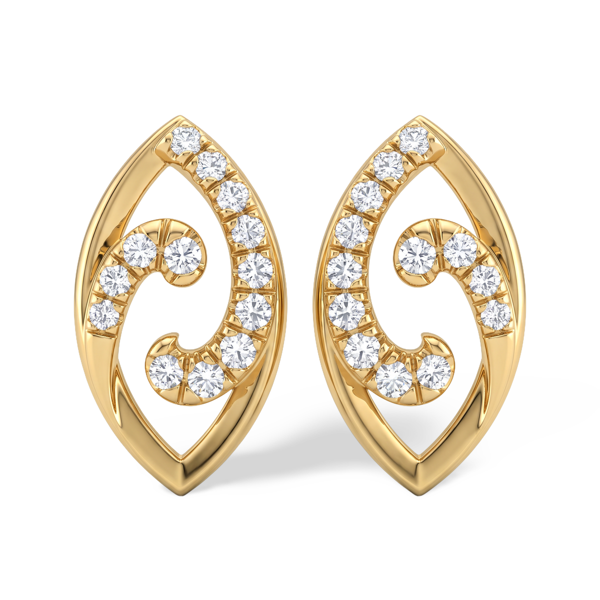 Elegance Swirl Navette Lab Grown Diamond Stud Earrings
