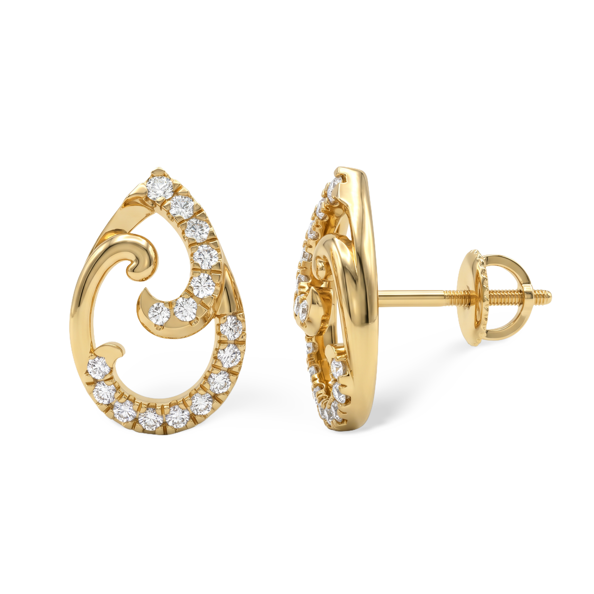 Exquisite Pear Swirl Lab Grown Diamond Stud Earrings